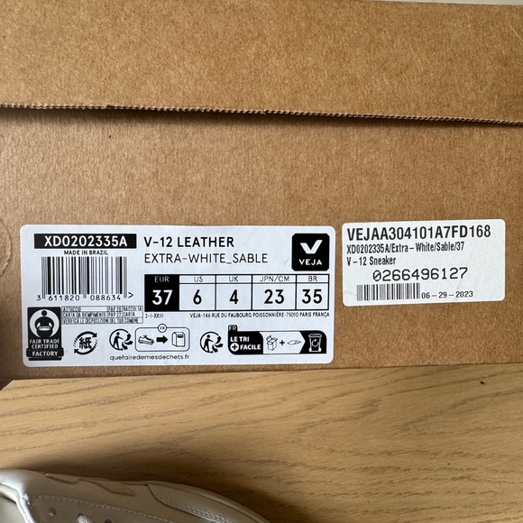 Veja White and Tan Casual Sneakers - Picture 7 of 7